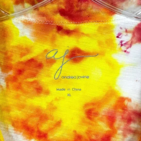 AJ Andrea Jovine XL Top Sunrise Sensations Tie Dye Orange‎ Yellow Handmade 1328 - Picture 10 of 11